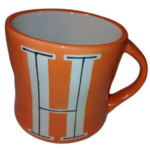 Anthropologie H Initial Monogram Orange Coffee Mug Tea Cup New Untagged